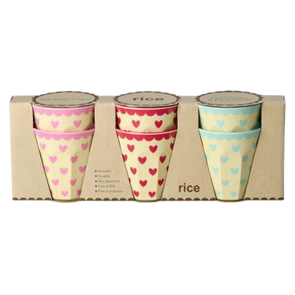 Melamine Cups with Favorite Hearts Prints - Medium - 6 Pack - 8.45 oz