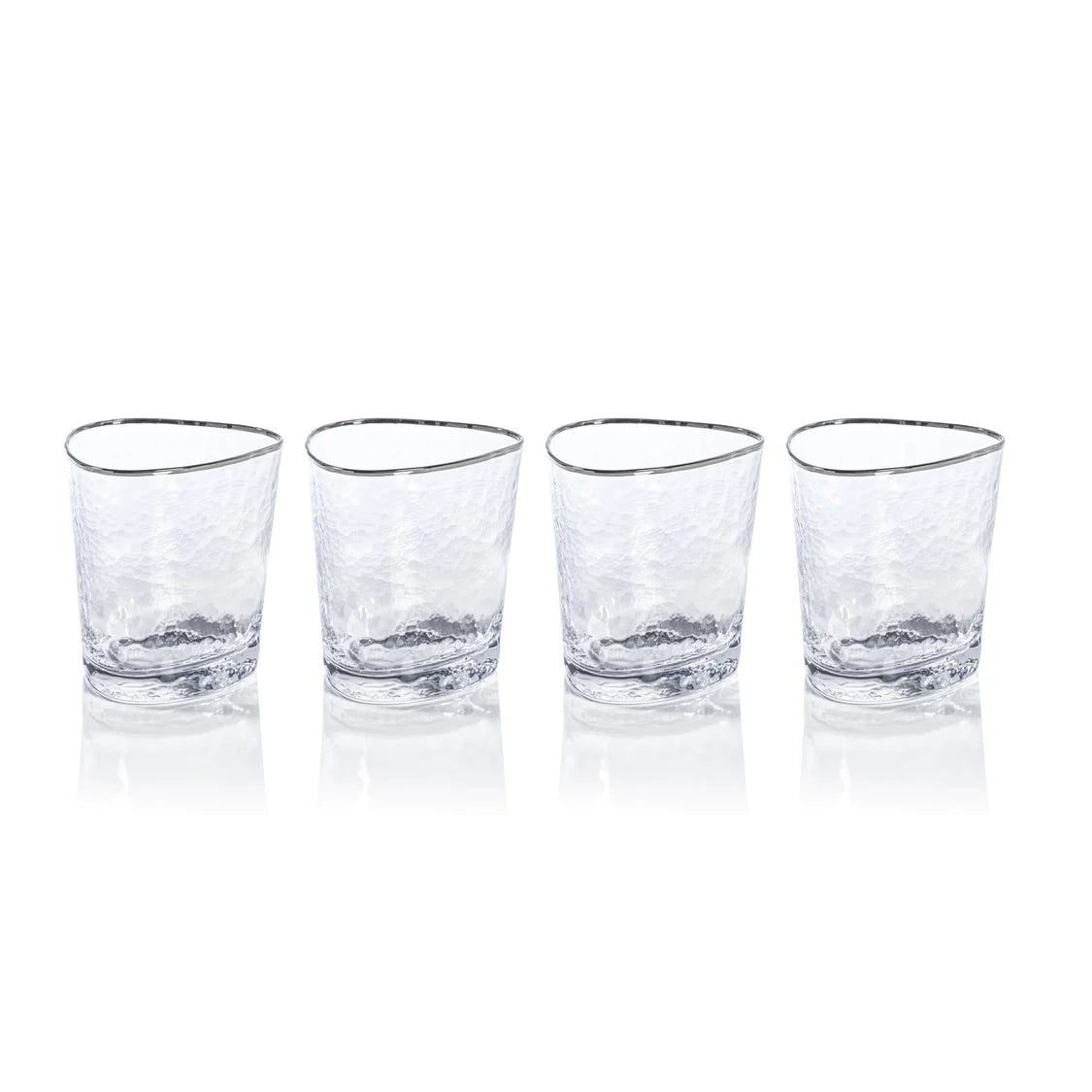 SET OF 4 OLD FASHIONED GLASSES- PLATINUM RIM