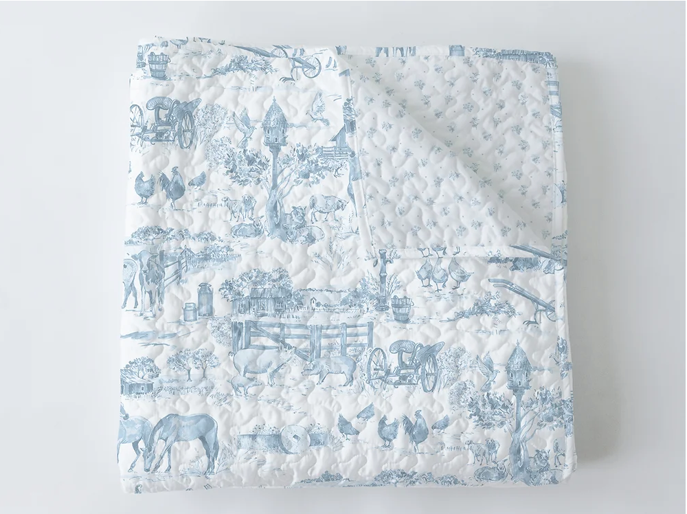 Aledo Toile Light Blue Baby Blanket