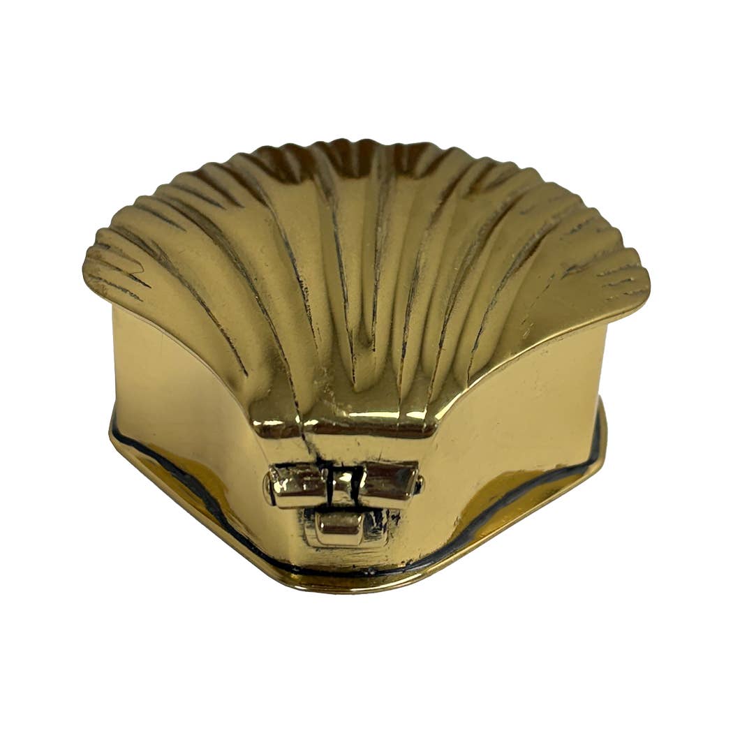 Antiqued Brass Sea Shell Decorative Trinket Box | Storage