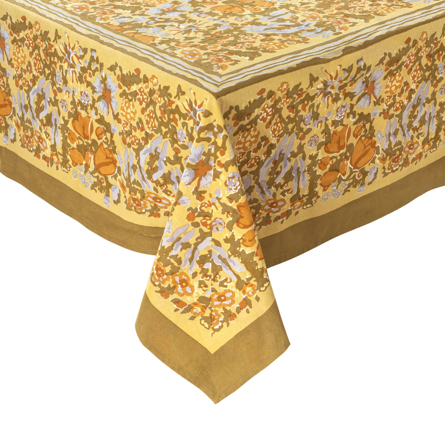 Jardin Mustard & Grey | Tablecloth: 90" Round