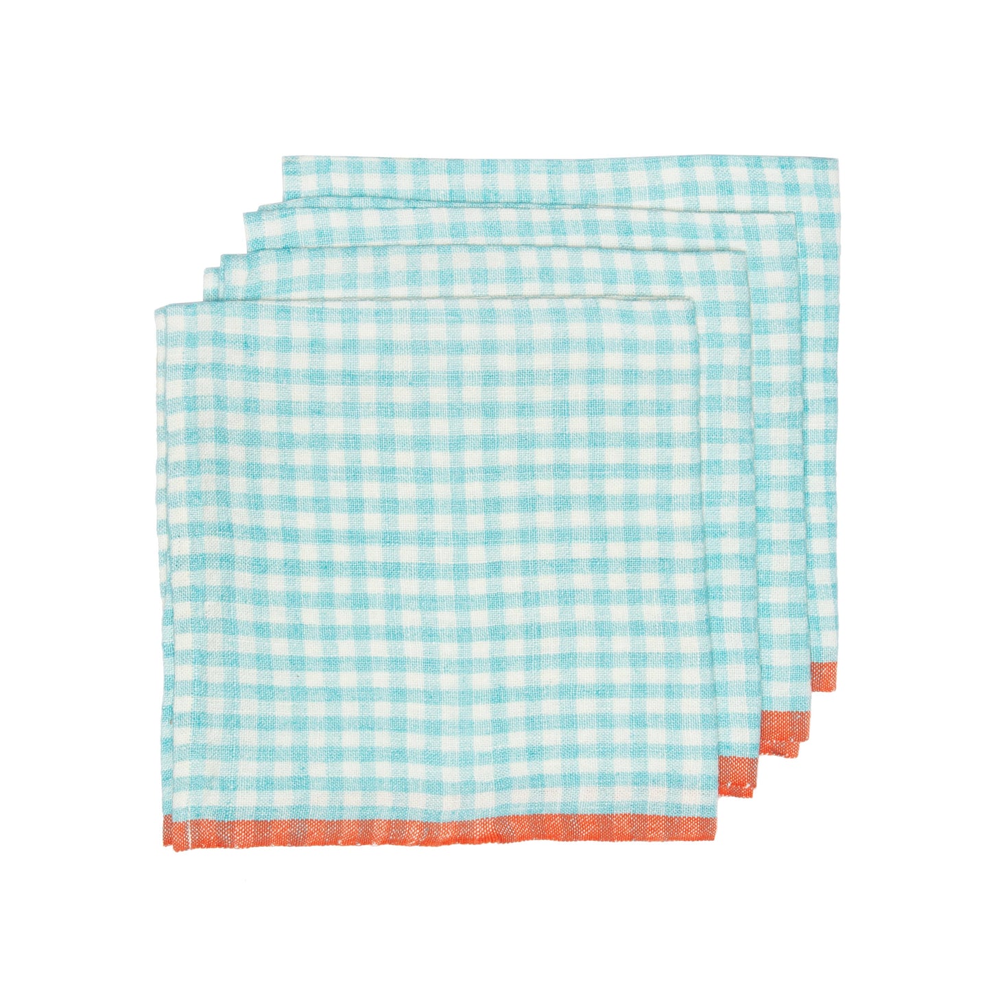 Two-Tone Gingham Aqua/Orange Napkins 20x20 - Set of 4: Aqua/Orange