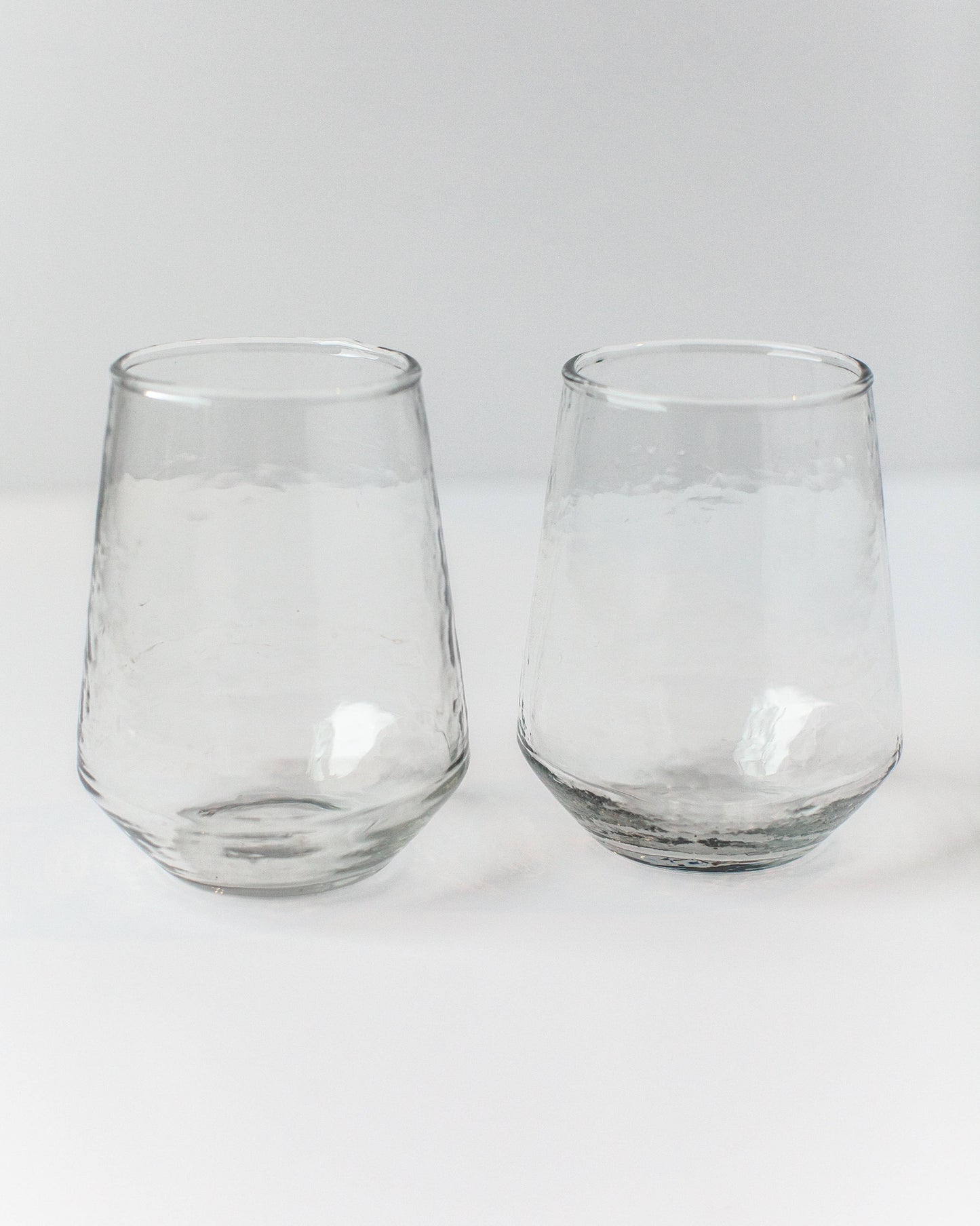 Handblown Hammered Glass Water Tumbler | Pair of 2: Blue