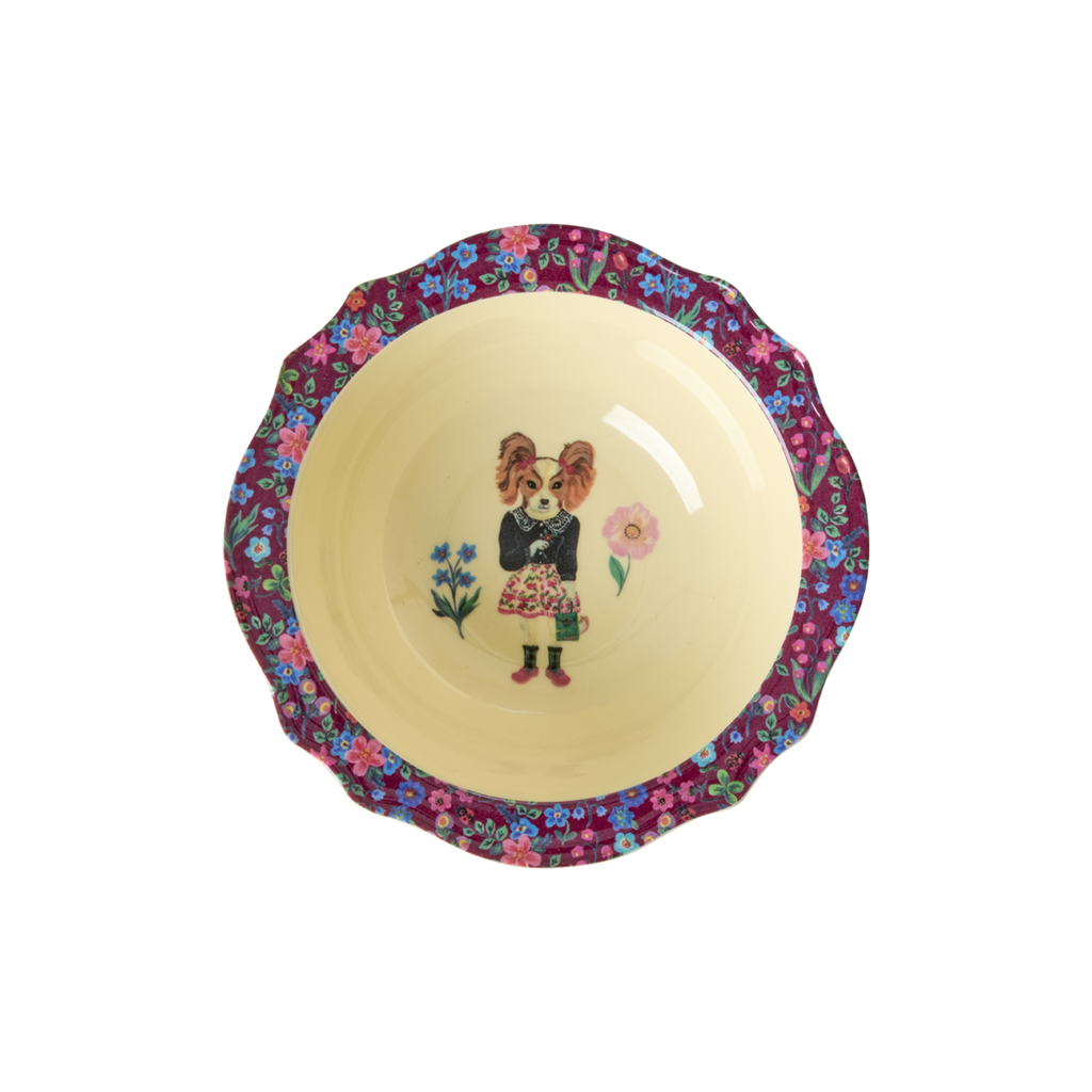 Melamine Vintage Bowl with Nathalie Lété Print - Bordeaux - 8.4oz - PRE ORDER NOW; SHIPS IN EARLY APRIL