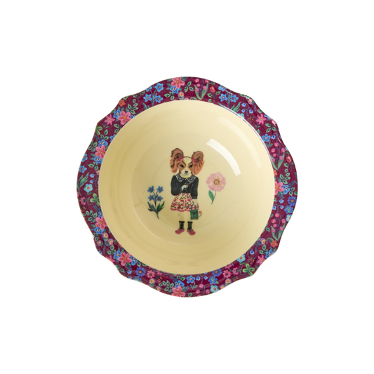 Melamine Vintage Bowl with Nathalie Lété Print - Bordeaux - 8.4oz - PRE ORDER NOW; SHIPS IN EARLY APRIL