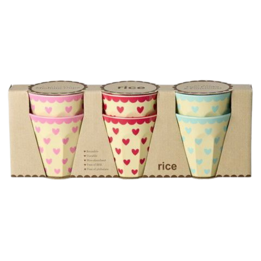 Melamine Cups with Favorite Hearts Prints - Medium - 6 Pack - 8.45 oz