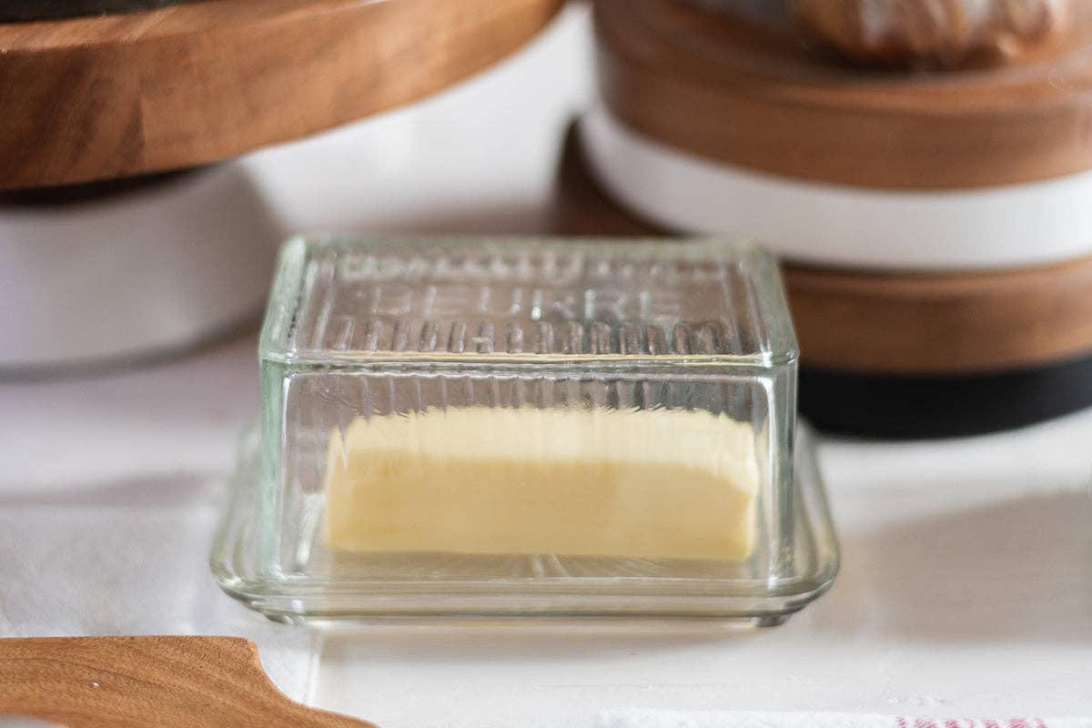 French Glass Bistro Butter Dish