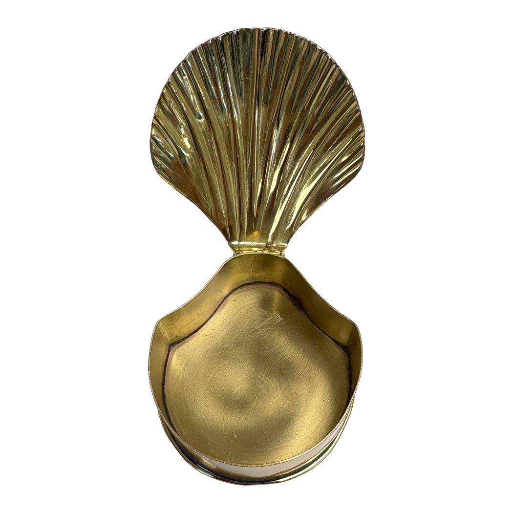 Antiqued Brass Sea Shell Decorative Trinket Box | Storage