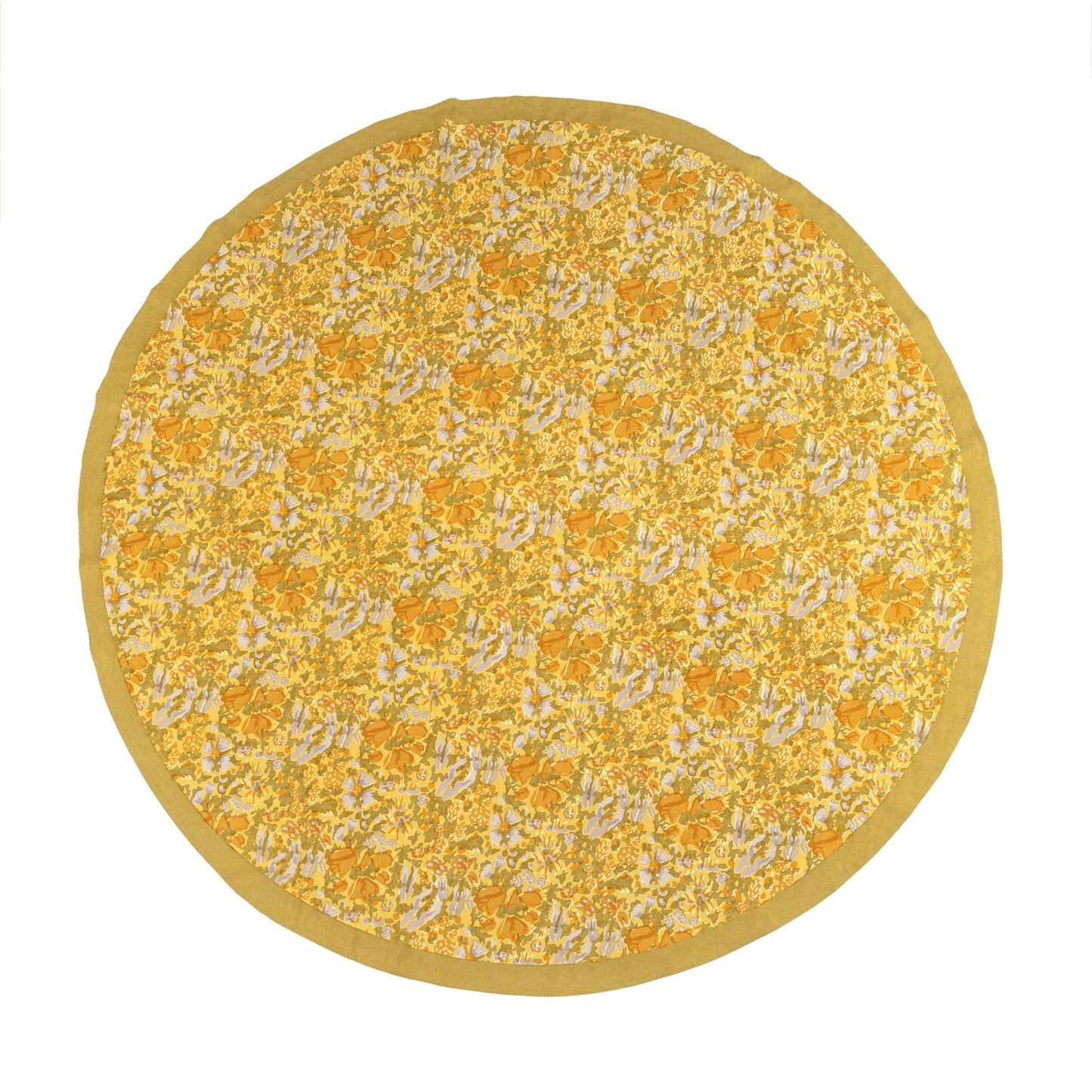 Jardin Mustard & Grey | Tablecloth: 90" Round