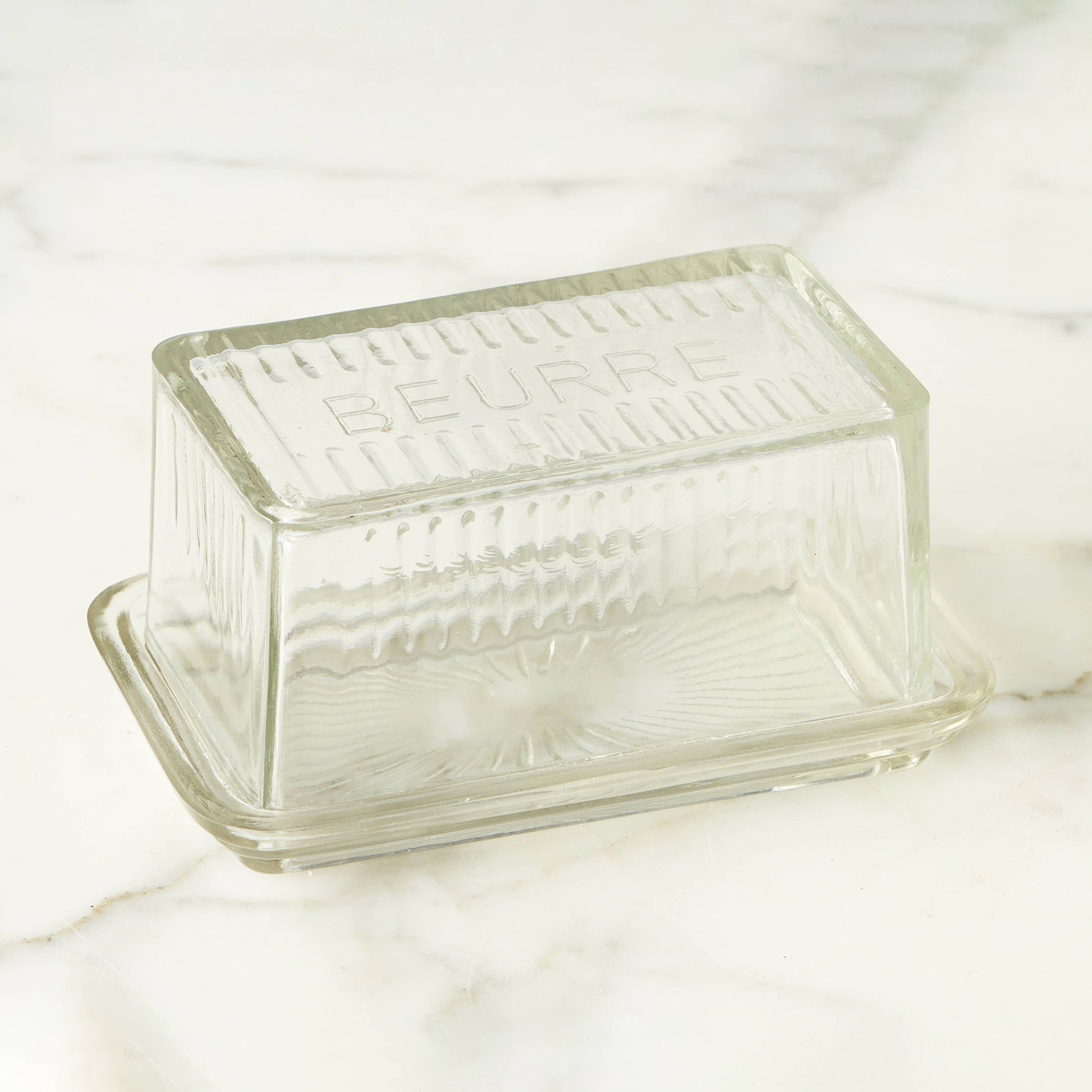 French Glass Bistro Butter Dish