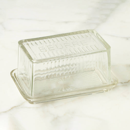 French Glass Bistro Butter Dish