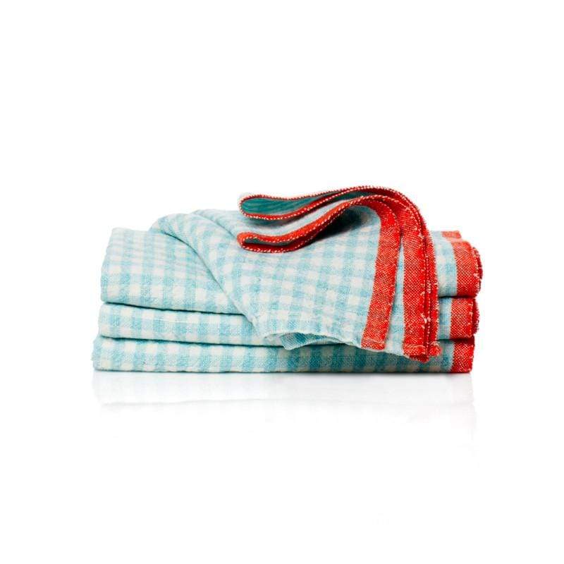 Two-Tone Gingham Aqua/Orange Napkins 20x20 - Set of 4: Aqua/Orange