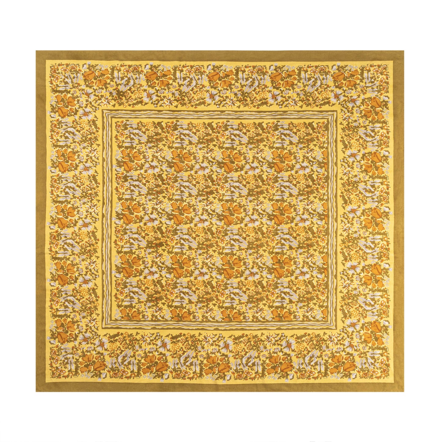 Jardin Mustard & Grey | Tablecloth: 90" Round