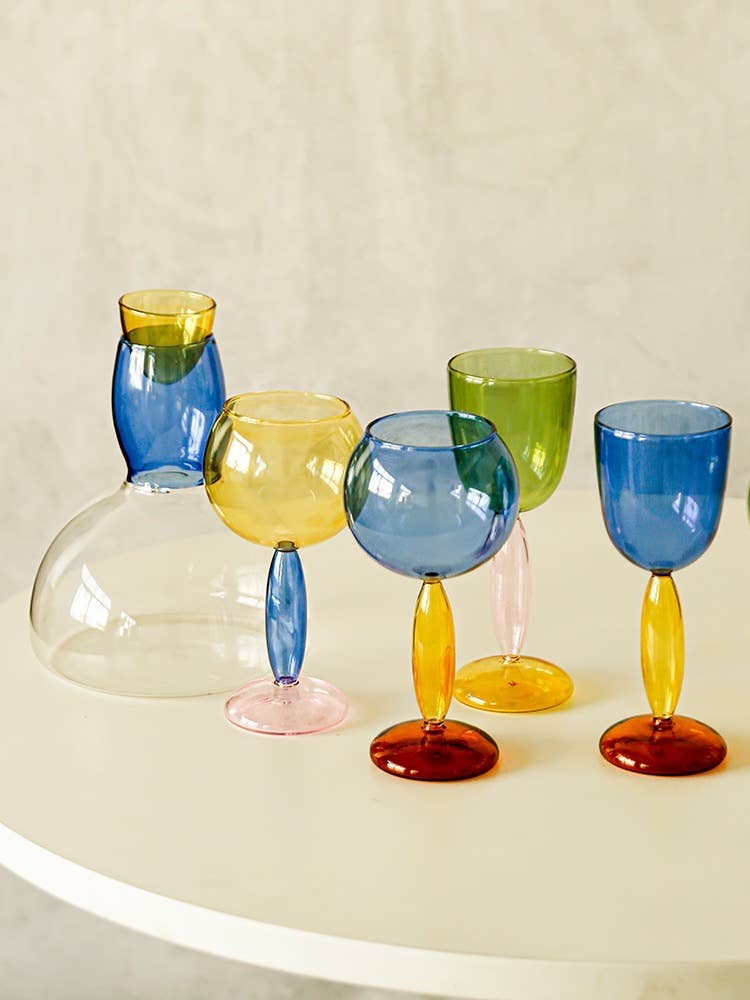 Handblown Coloured Wine Glasses: Burgundy - Sandy Beach