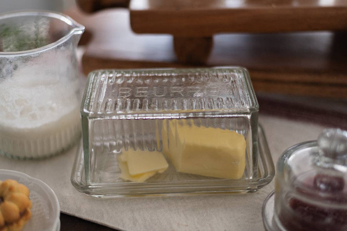 French Glass Bistro Butter Dish