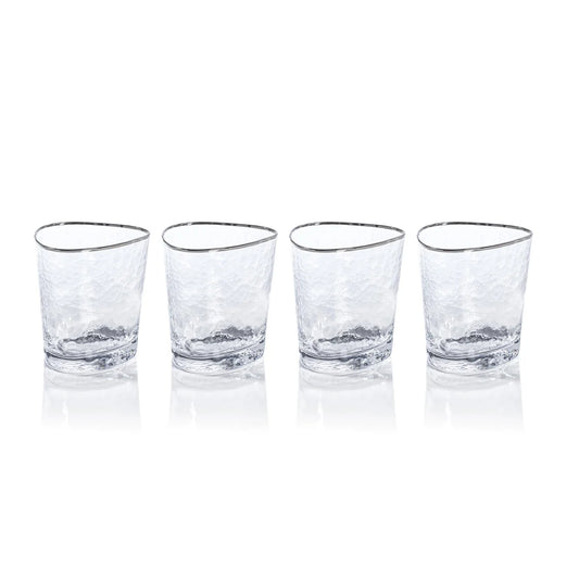 SET OF 4 OLD FASHIONED GLASSES- PLATINUM RIM