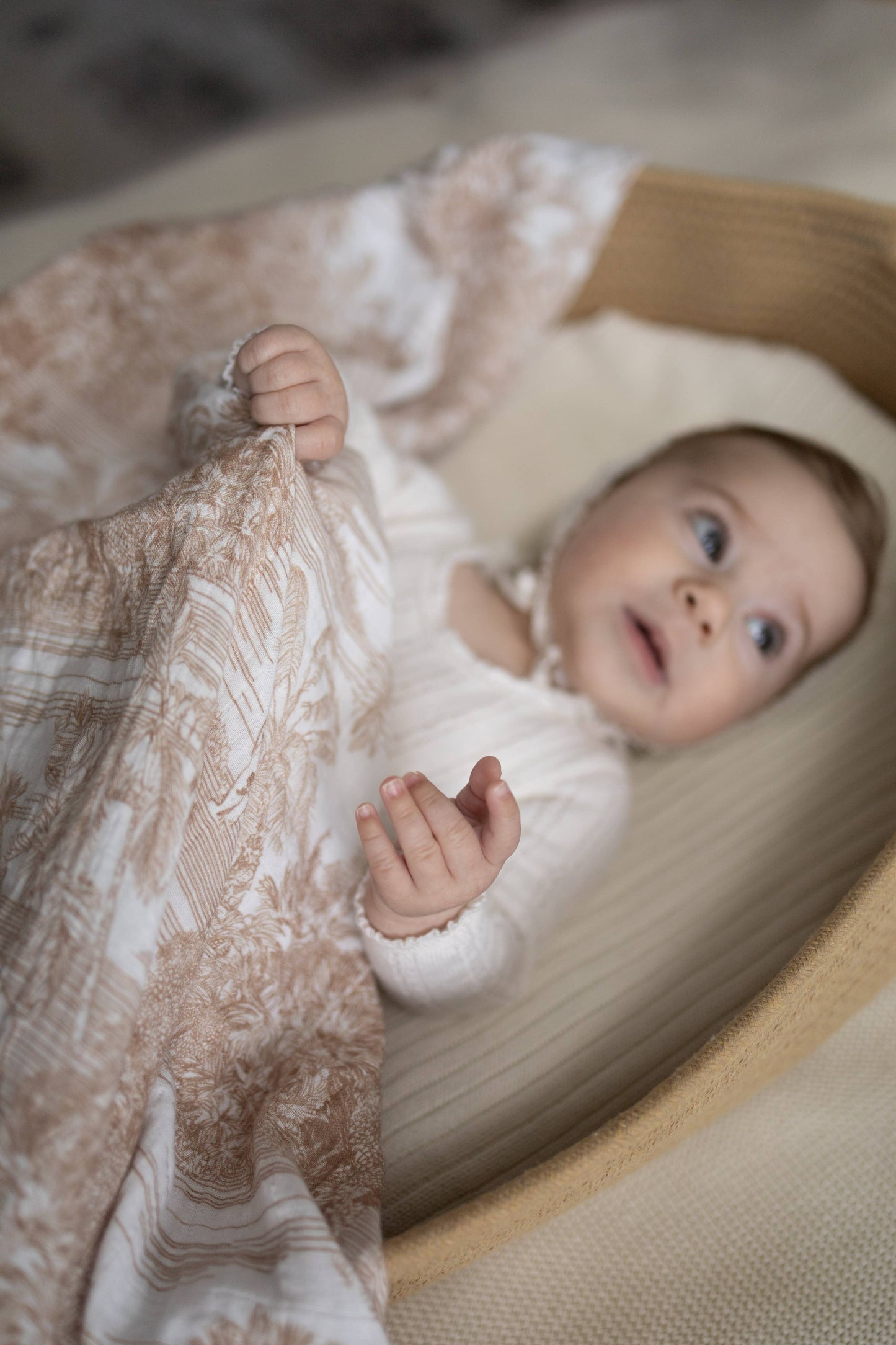 Neutral Jungle Toile Muslin Blanket