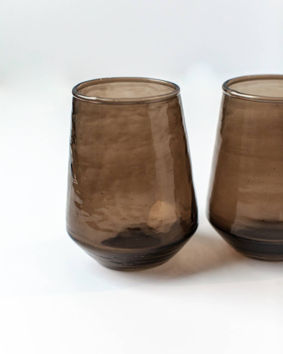 Handblown Hammered Glass Water Tumbler | Pair of 2: Blue