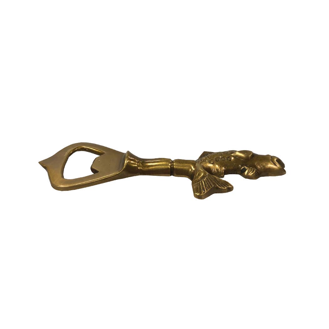 Antiqued Solid Brass Vintage Fish Bottle Opener | Kitchen