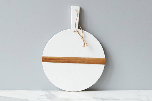 White Round Pine Wood Charcuterie Cheese Board, Small