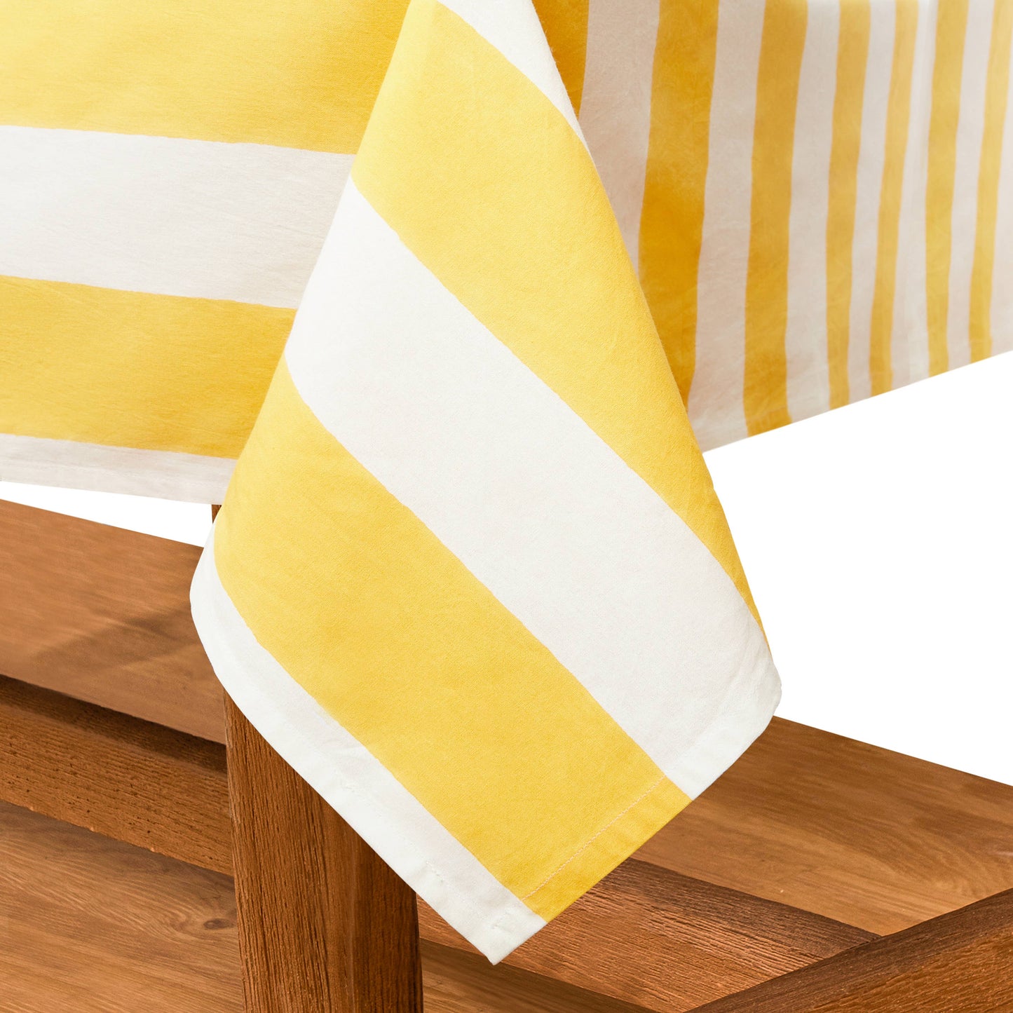 St. Tropez Yellow Stripes | French Tablecloth: 71" x 128"