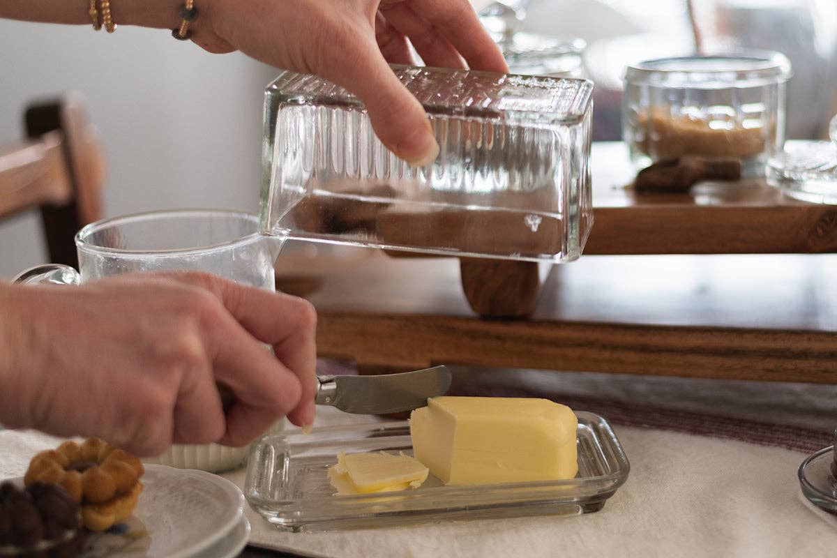 French Glass Bistro Butter Dish