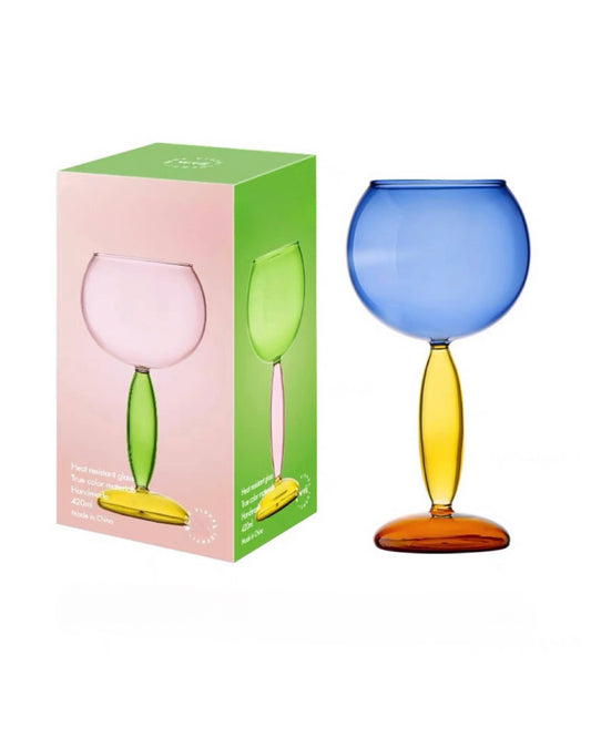 Handblown Coloured Wine Glasses: Burgundy - Sandy Beach