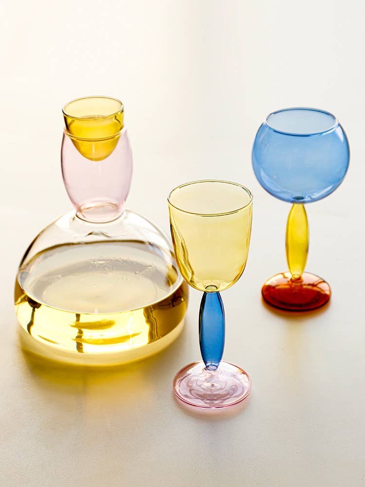 Handblown Coloured Wine Glasses: Burgundy - Sandy Beach