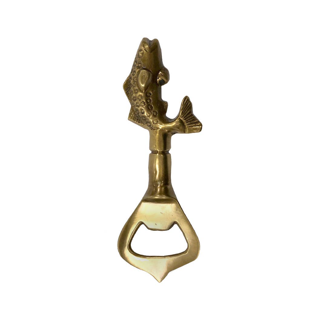 Antiqued Solid Brass Vintage Fish Bottle Opener | Kitchen